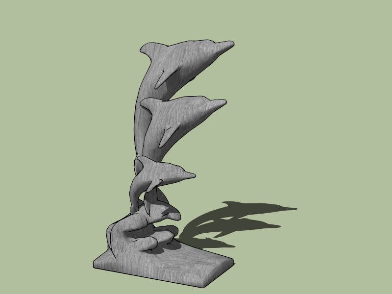 Outdoor Garden Stone Dolphin Sculpture sketchup model preview - SketchupBox