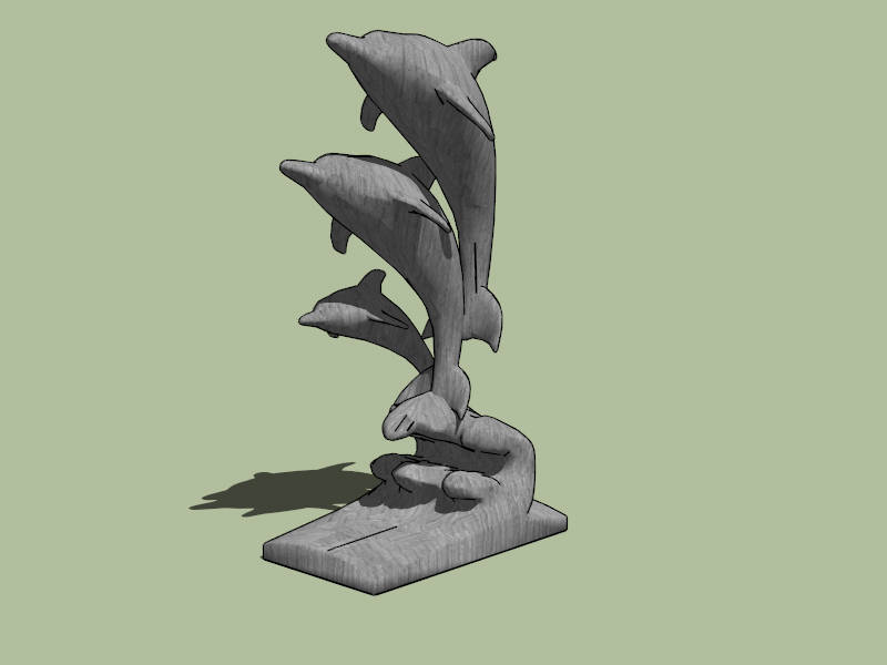 Outdoor Garden Stone Dolphin Sculpture sketchup model preview - SketchupBox