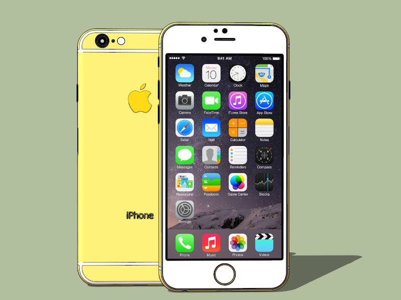 iPhone 6 Yellow sketchup model preview - SketchupBox