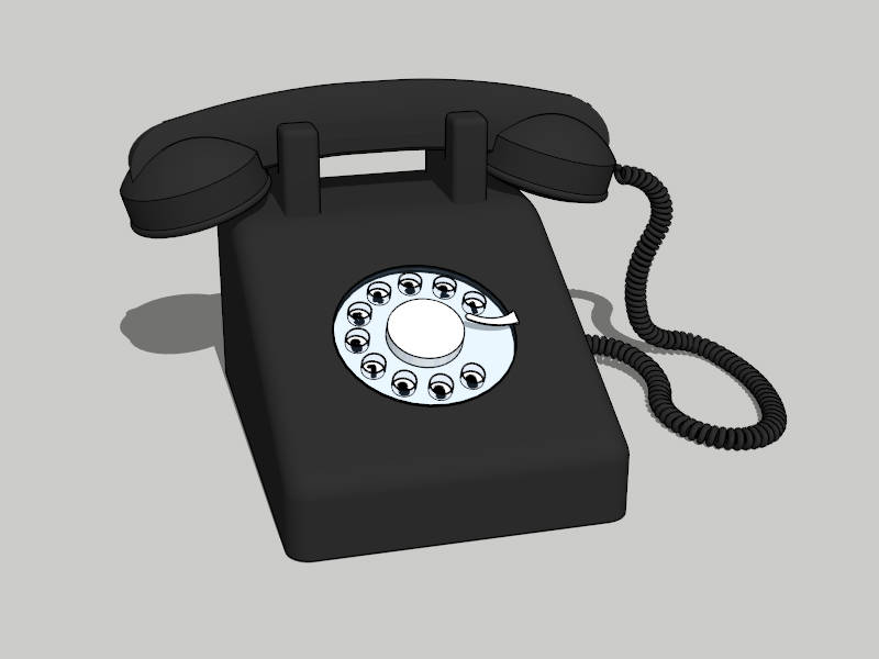 Classic Old Black Rotary Dial Telephone sketchup model preview - SketchupBox
