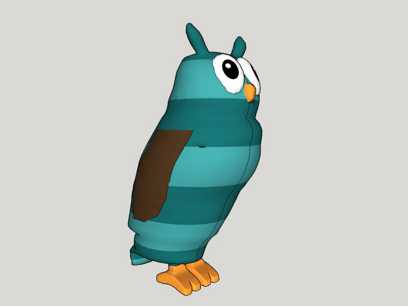 Blue Cartoon Owl sketchup model preview - SketchupBox