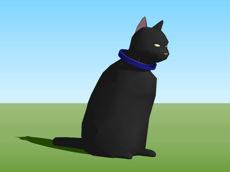 Black Cat Sitting sketchup model preview - SketchupBox