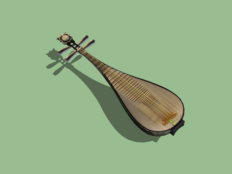 Pipa Chinese Lute sketchup model preview - SketchupBox