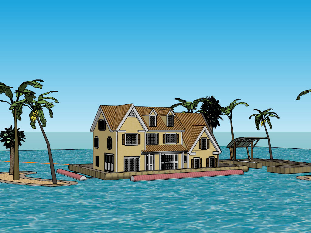 Floating Sea House sketchup model preview - SketchupBox