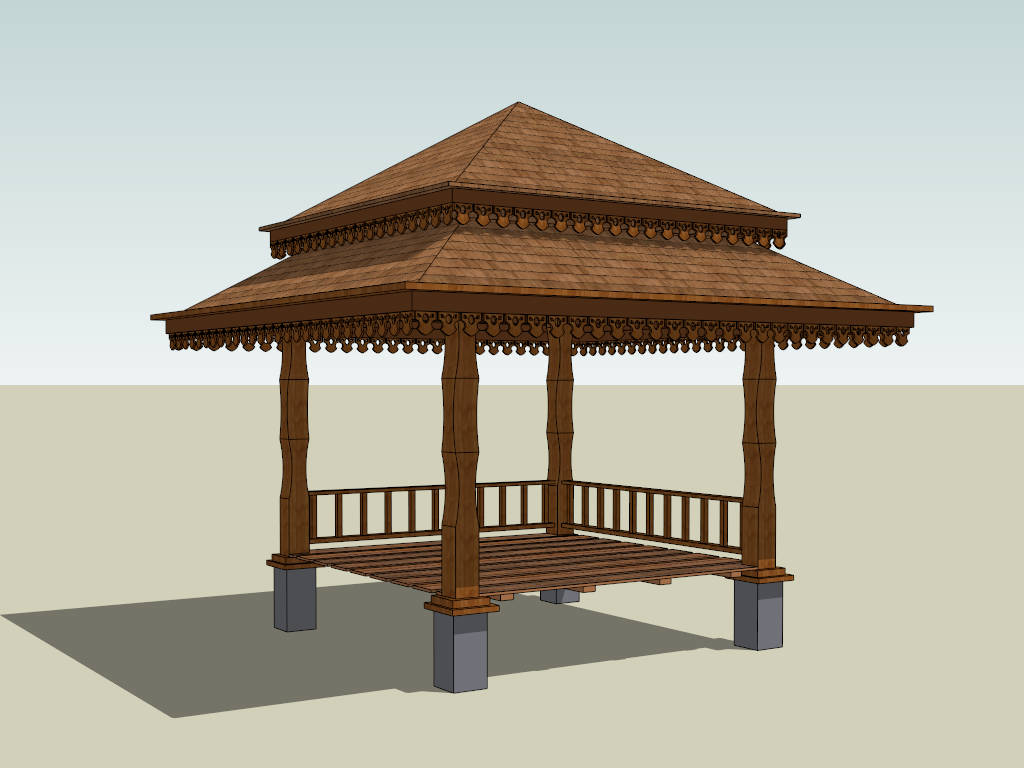 Asian Style Gazebo Design sketchup model preview - SketchupBox