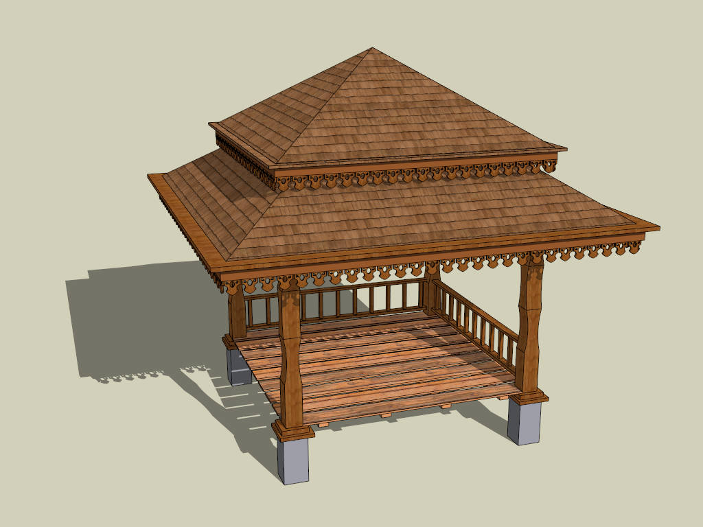 Asian Style Gazebo Design sketchup model preview - SketchupBox