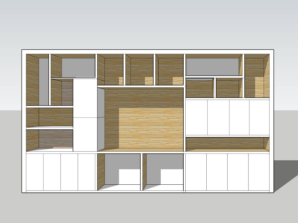 TV and Bookcase Wall Unit sketchup model preview - SketchupBox