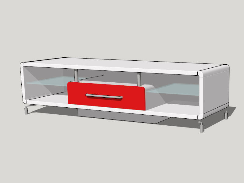 White TV Stand Furniture sketchup model preview - SketchupBox