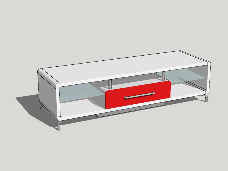 White TV Stand Furniture sketchup model preview - SketchupBox