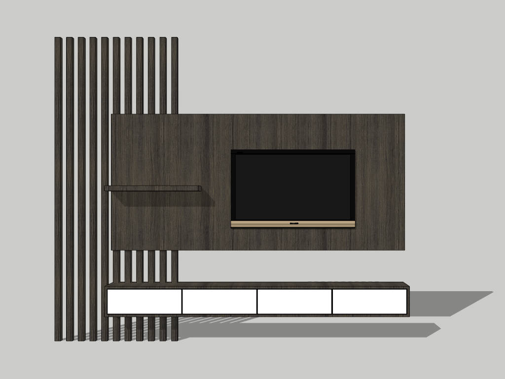 Floating TV Wall Unit SketchUp 3D Model .skp File Download - SketchupBox