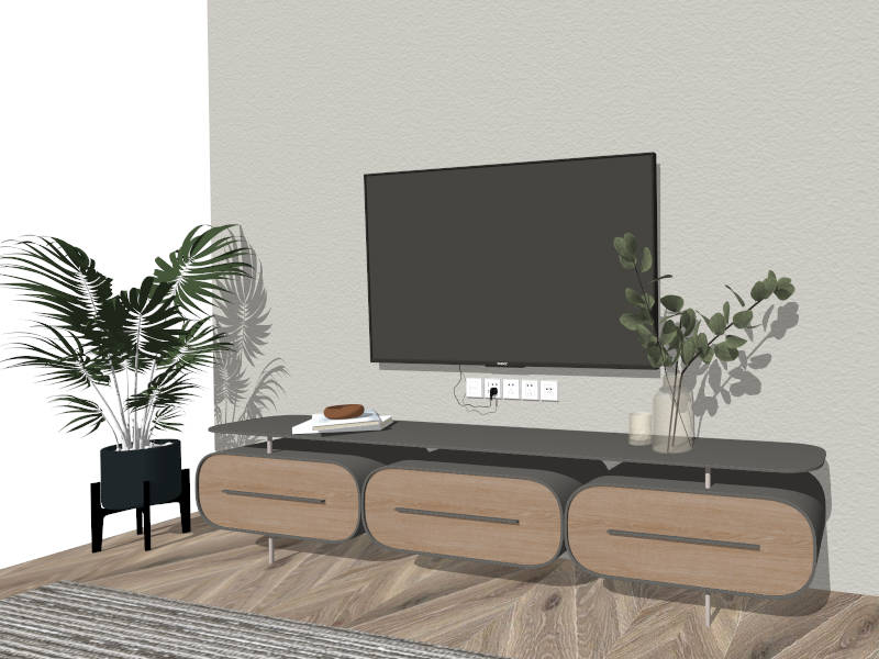 Modern Glass Top TV Stand sketchup model preview - SketchupBox