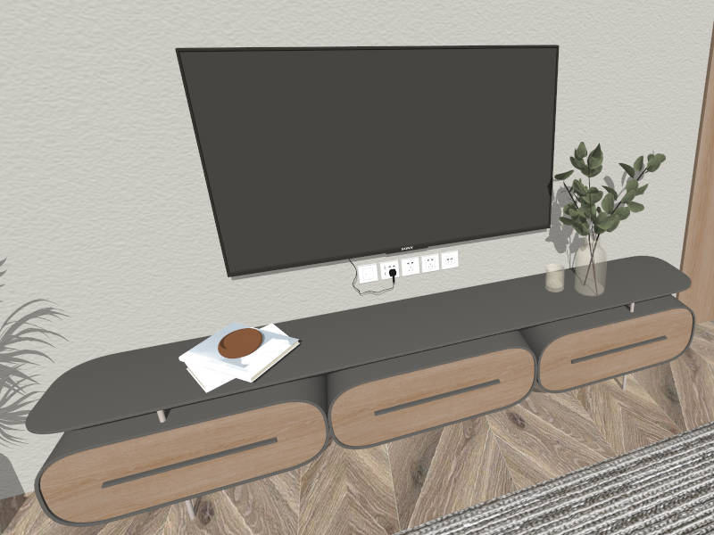 Modern Glass Top TV Stand sketchup model preview - SketchupBox