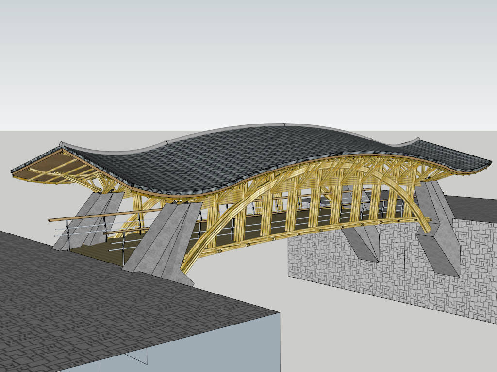 Vintage Bamboo Bridge Design sketchup model preview - SketchupBox