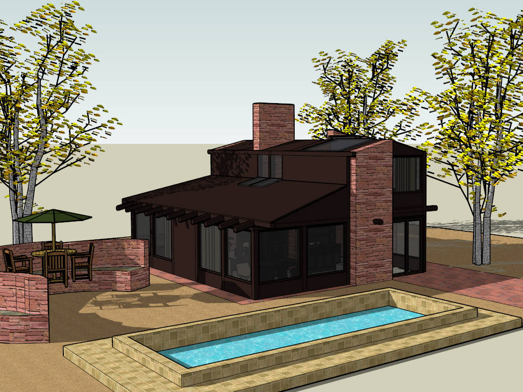 Small Cottage Style House sketchup model preview - SketchupBox