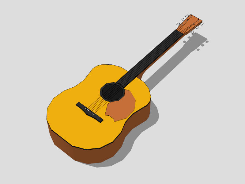 Orange Acoustic Guitar sketchup model preview - SketchupBox