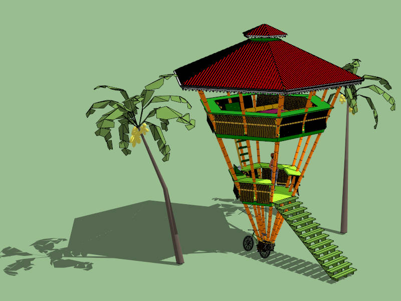 Tropical Bamboo Pavilion sketchup model preview - SketchupBox