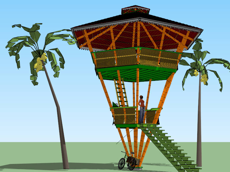 Tropical Bamboo Pavilion sketchup model preview - SketchupBox