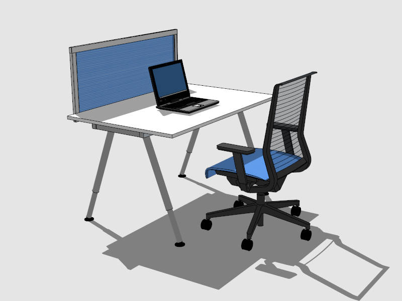 Small Office Computer Desk sketchup model preview - SketchupBox