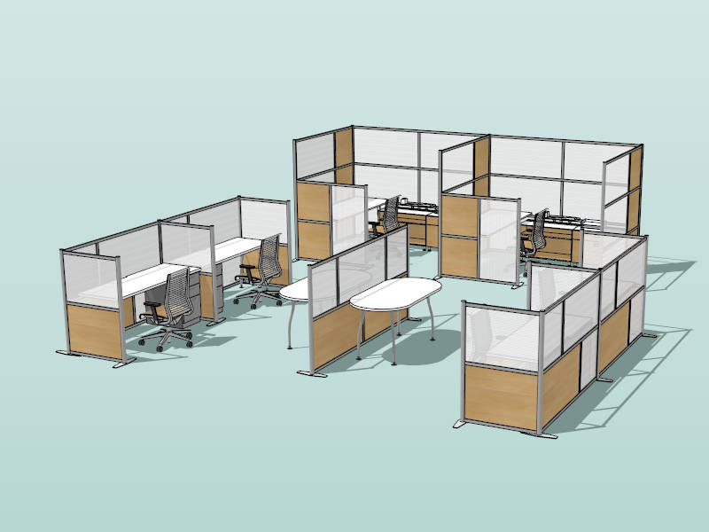 Office Cubicle Layout Ideas sketchup model preview - SketchupBox