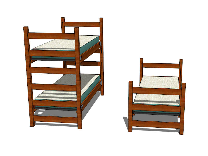 Adult Bunk Beds sketchup model preview - SketchupBox
