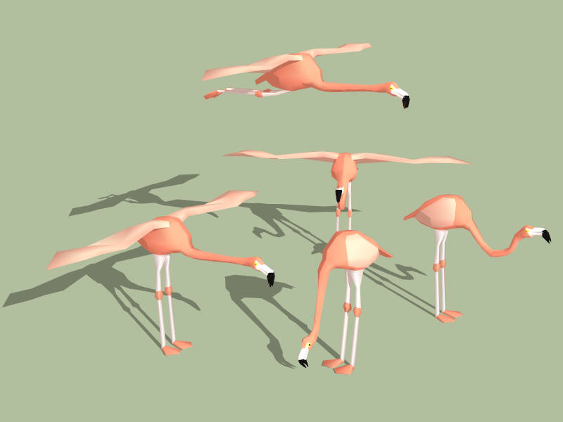 Pink Flamingos sketchup model preview - SketchupBox