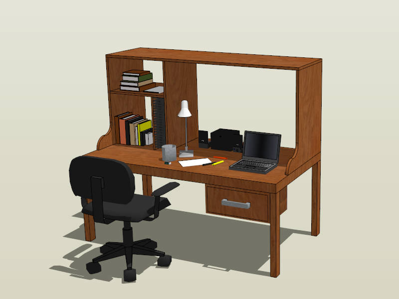 Computer Desk with Hutch sketchup model preview - SketchupBox