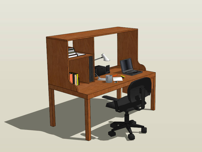 Computer Desk with Hutch sketchup model preview - SketchupBox