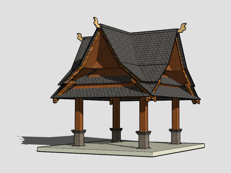 Asian Style Gazebo sketchup model preview - SketchupBox