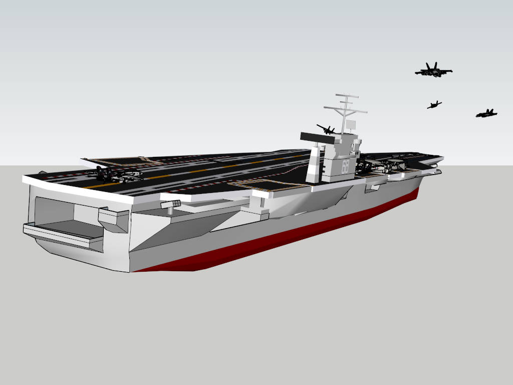 USS Nimitz Aircraft Carrier sketchup model preview - SketchupBox
