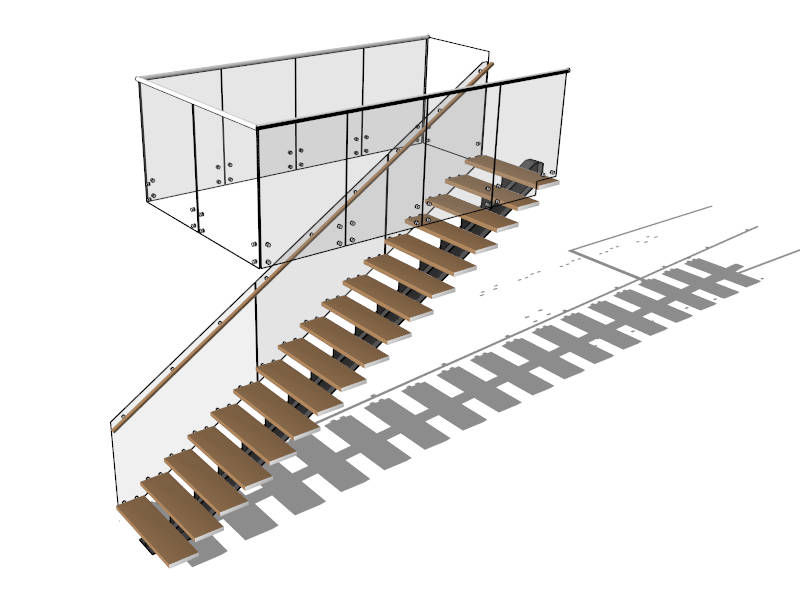 Wooden Indoor Stairs sketchup model preview - SketchupBox