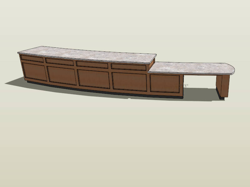 Long Reception Desk sketchup model preview - SketchupBox
