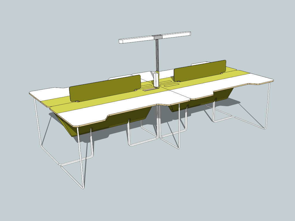 4 Person Workstation Desk sketchup model preview - SketchupBox