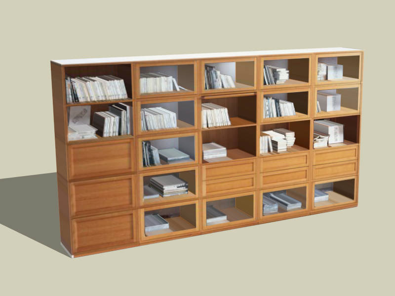 Wall Library Bookcase sketchup model preview - SketchupBox