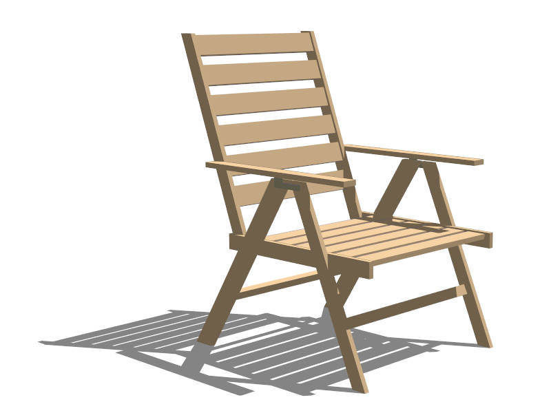 Wood Deck Chair sketchup model preview - SketchupBox