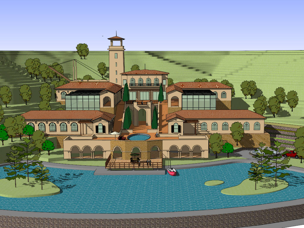 Modern Mansion On Mountain sketchup model preview - SketchupBox
