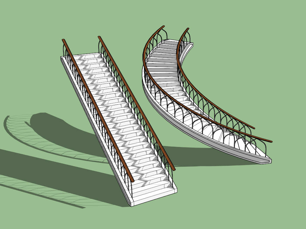 Vertical  & Curved Staircase sketchup model preview - SketchupBox
