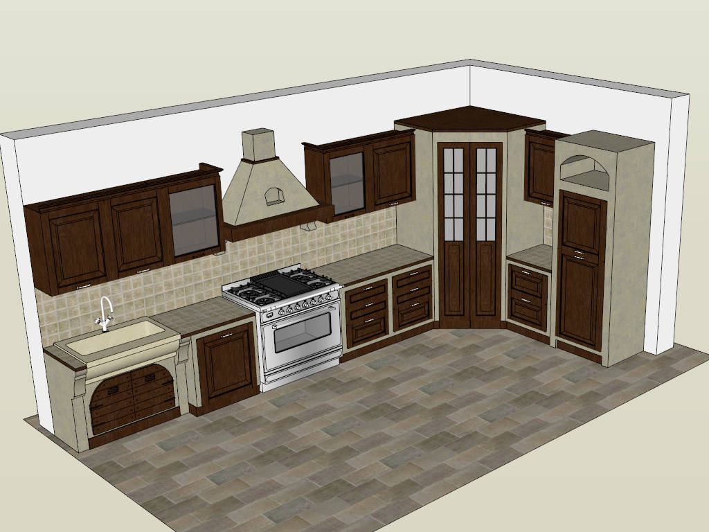 Early American Kitchen Cabinets sketchup model preview - SketchupBox