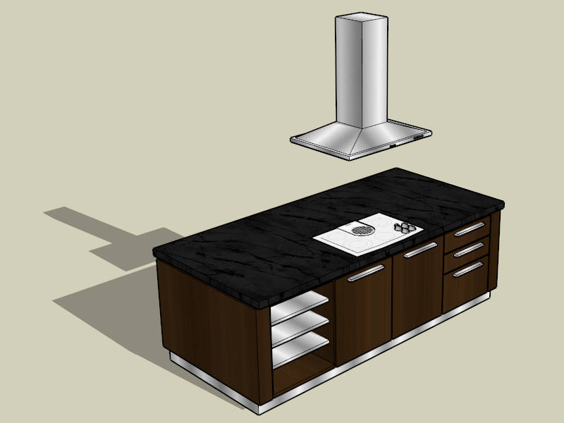 Kitchen Island with Hood sketchup model preview - SketchupBox