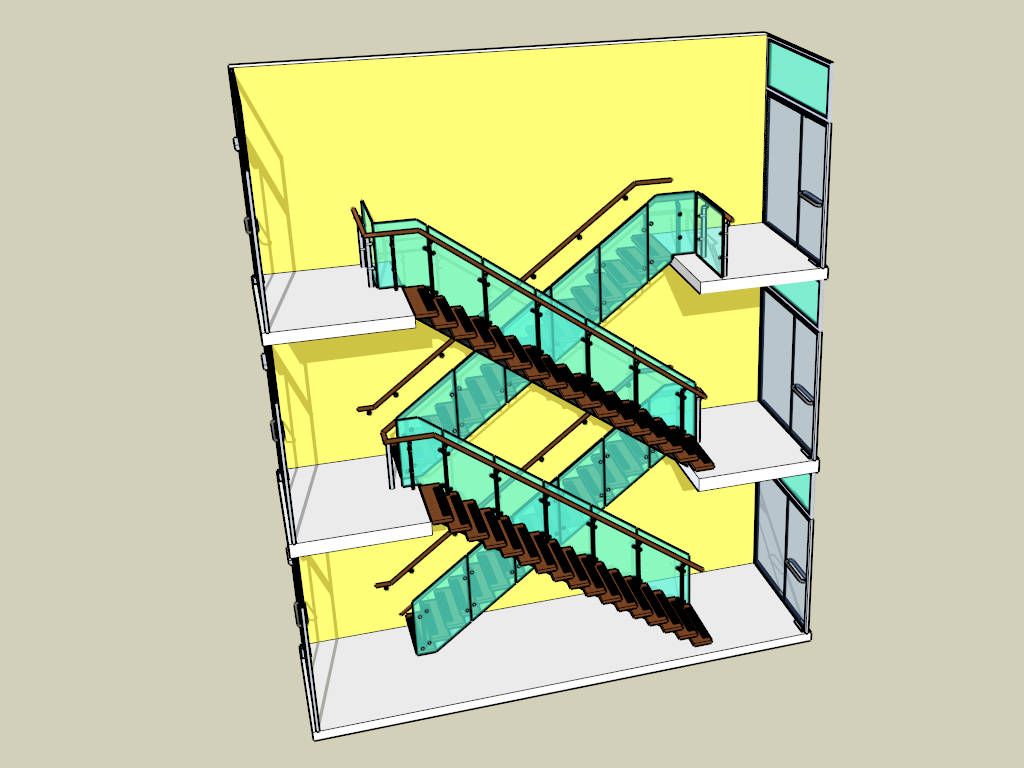 Fire Escape Staircase sketchup model preview - SketchupBox