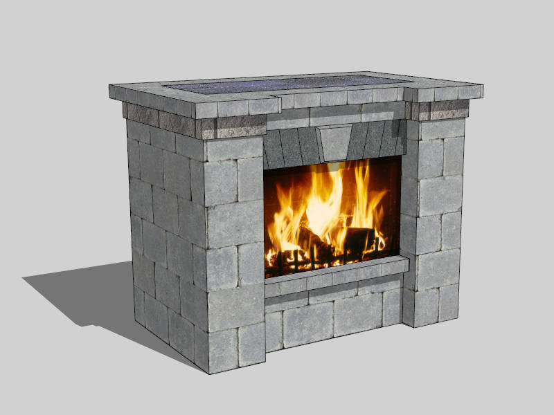 Black Brick Fireplace sketchup model preview - SketchupBox