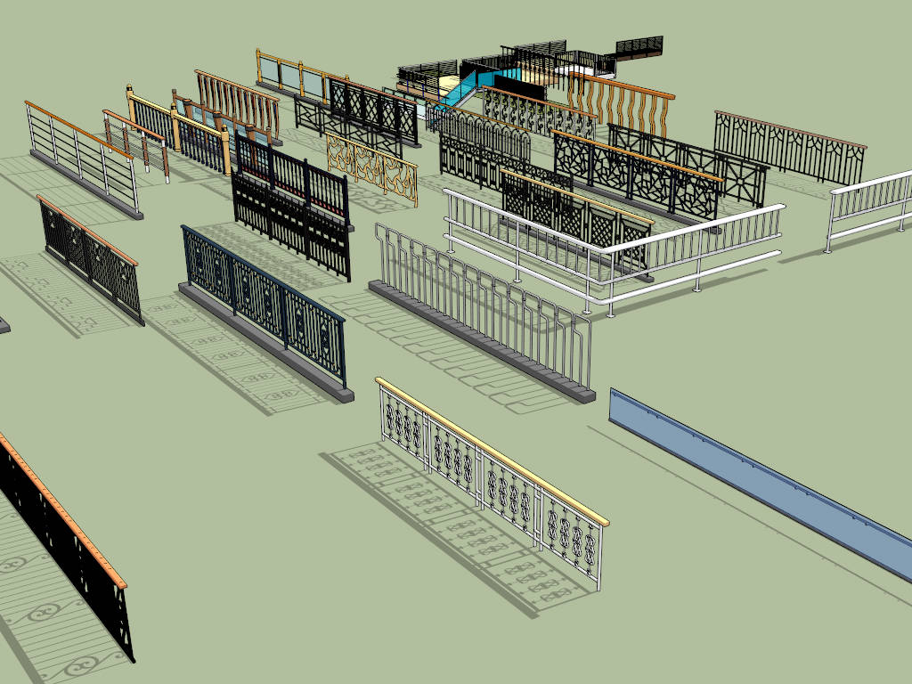 Iron Railing Collection sketchup model preview - SketchupBox