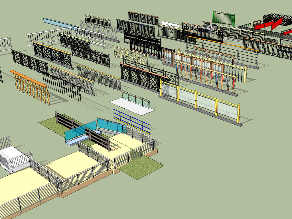 Iron Railing Collection sketchup model preview - SketchupBox