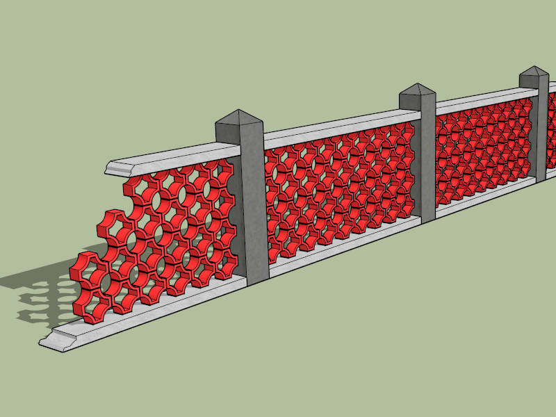 Red Fence sketchup model preview - SketchupBox