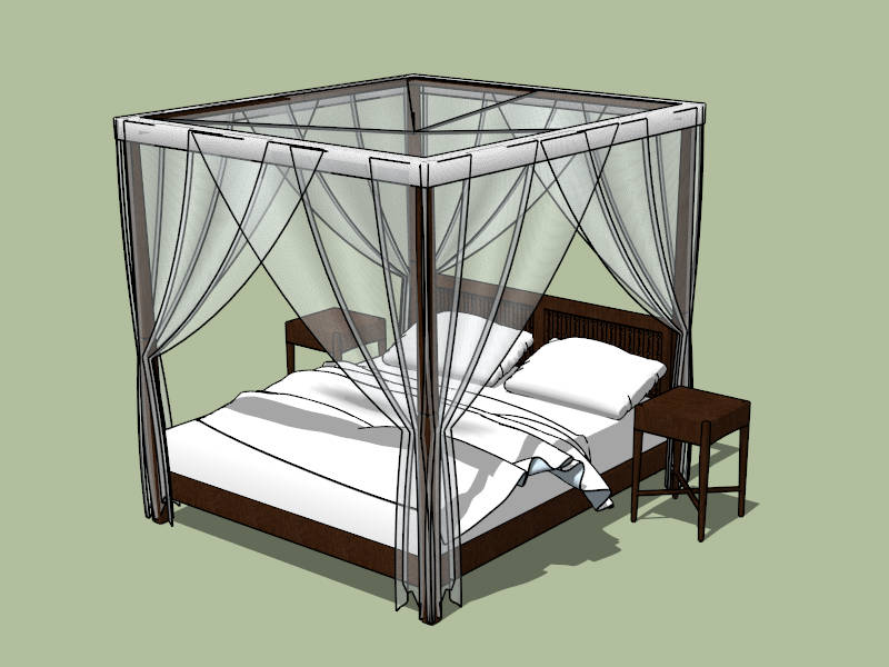 King Size Canopy Bed sketchup model preview - SketchupBox