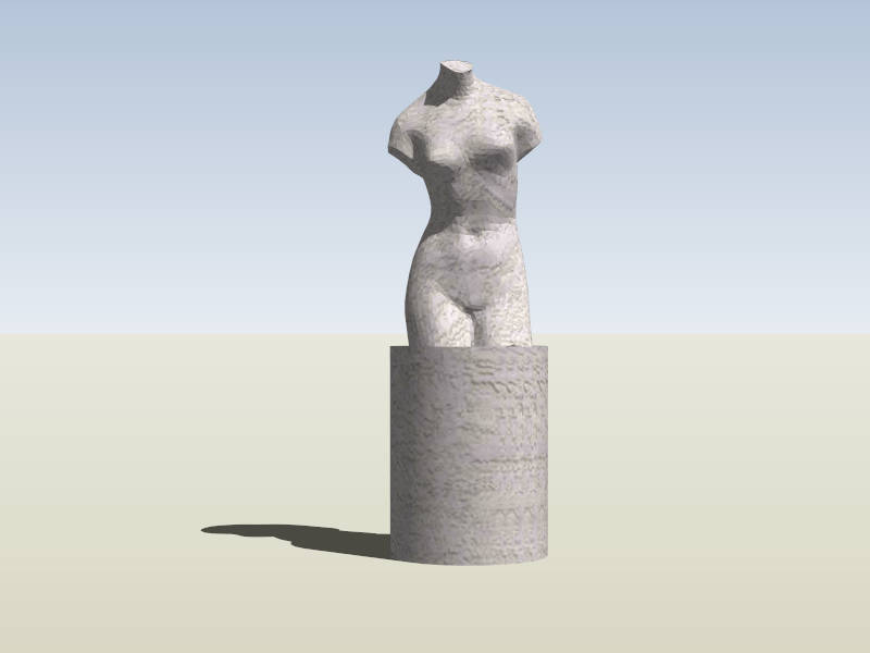 Carved Stone Female Torso Sculpture sketchup model preview - SketchupBox