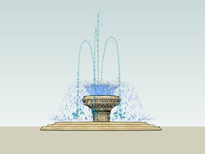 Marble Grand Water Fountain sketchup model preview - SketchupBox