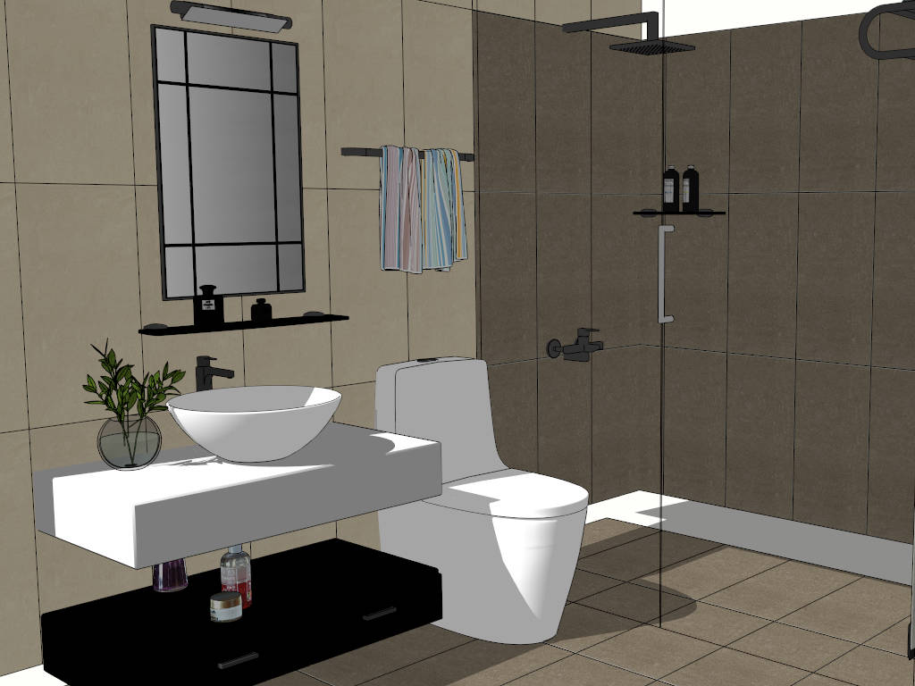 Small Bathroom Design Idea sketchup model preview - SketchupBox