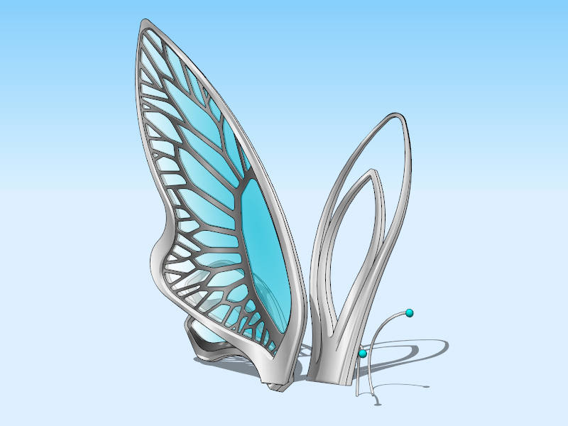 Butterfly Sculptural Garden Ornament sketchup model preview - SketchupBox