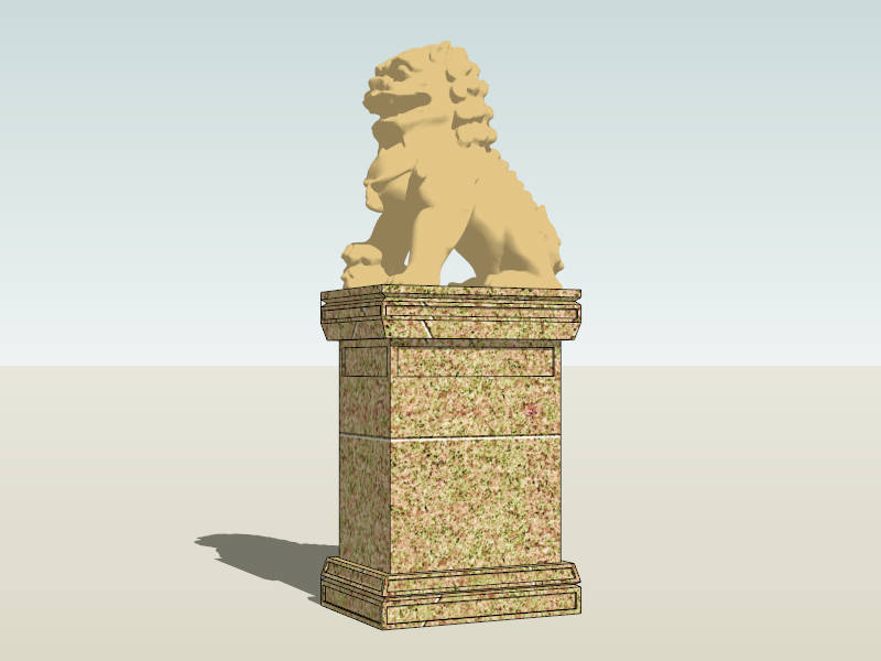Chinese Stone Lion Sculpture sketchup model preview - SketchupBox