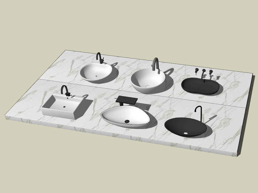 Bathroom Basin Sinks Collection sketchup model preview - SketchupBox